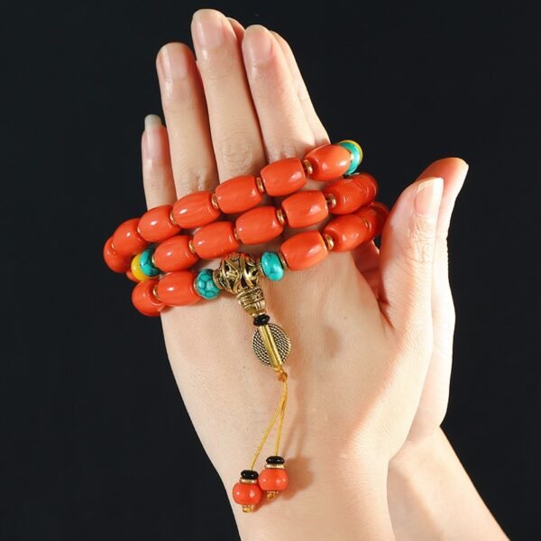 Tibetan Ethnic Turquoise & Coral Tone Bracelet