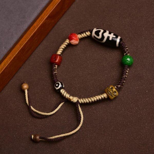 Tibetan Hand-Braided Agate Dzi Bead Protection Bracelet