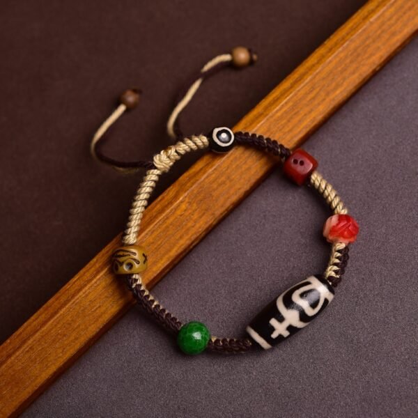Tibetan Hand-Braided Agate Dzi Bead Protection Bracelet