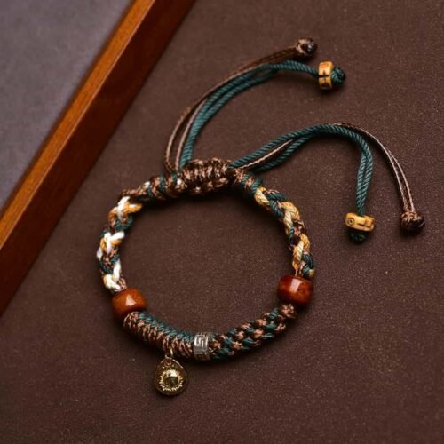 Tibetan Handwoven Multicolor Leather Rope Bracelet