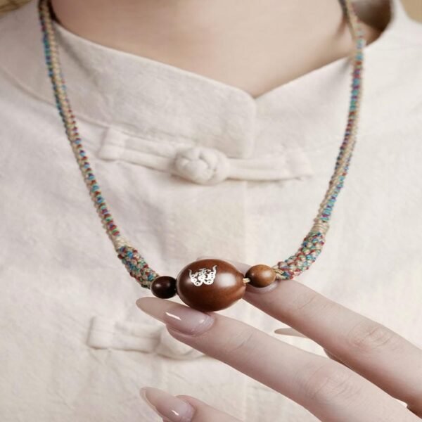 buddhaobject-Tibetan Inlaid Wooden Pendant Necklace-1 Tibetan Inlaid Wooden Pendant Necklace