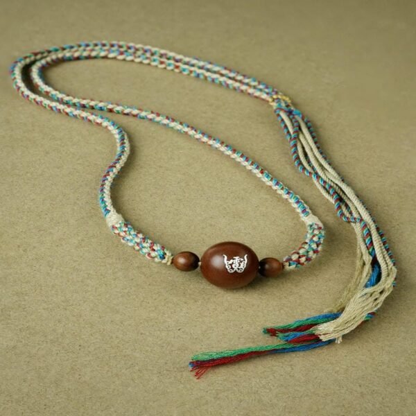 buddhaobject-Tibetan Inlaid Wooden Pendant Necklace-2 Tibetan Inlaid Wooden Pendant Necklace