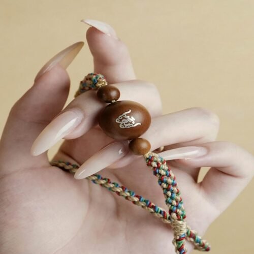 Tibetan Inlaid Wooden Pendant Necklace