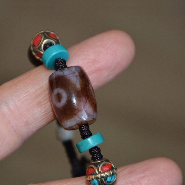 buddhaobject-Tibetan Three-Eyed Dzi Bead Multi-Gem Bracelet-1 Tibetan Three-Eyed Dzi Bead Multi-Gem Bracelet