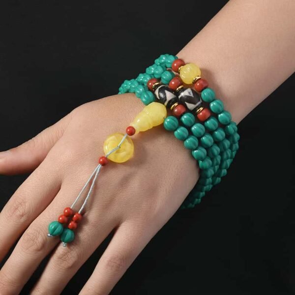 Tibetan Turquoise Dzi 108 Bead Protection Mala