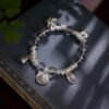 Tibetan Wealth Crystal Silver Bracelet