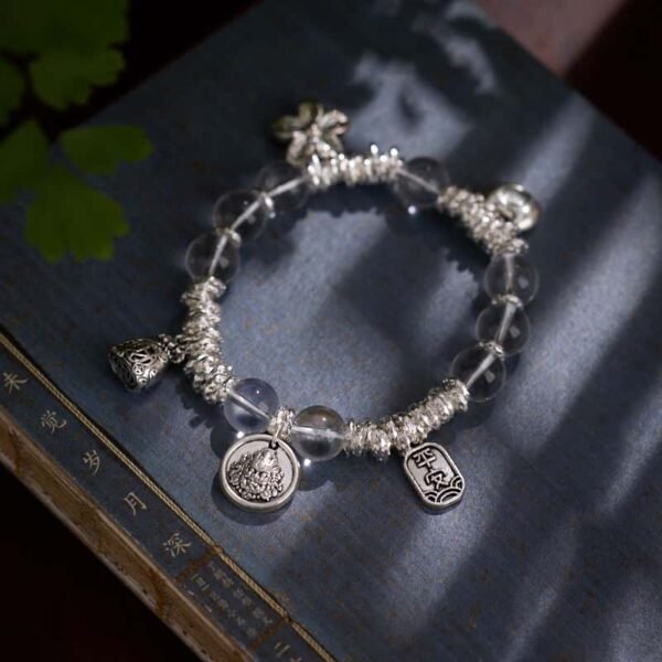 Tibetan Wealth Crystal Silver Bracelet